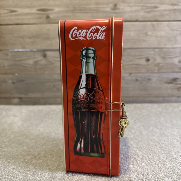Vntg Coca Cola "1886" School Gym Locker Tin With Lock And Two Keys Unique Print - Picture 4 of 9